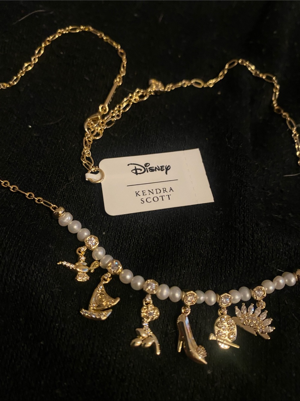 Kendra Scott Gold Necklace with White Pearls and Gold Charms